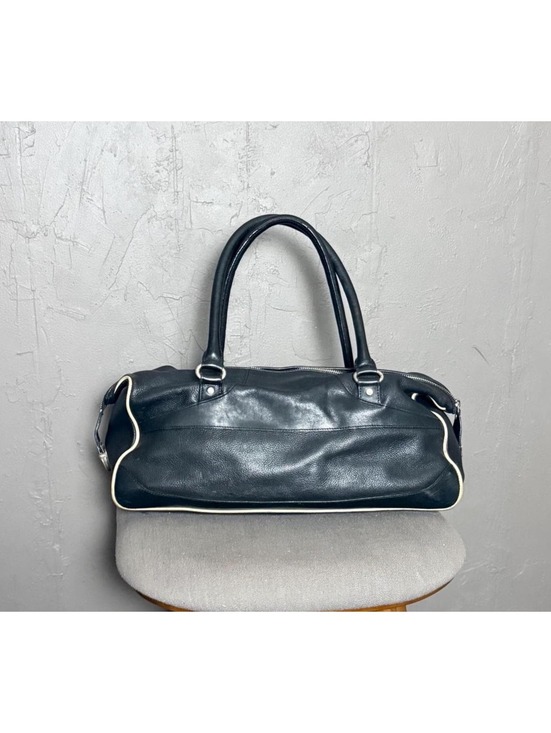 Dkny Handbags - 1990's Black Leather Bowling Bag by DKNY Large Doctors Shoulder Bag